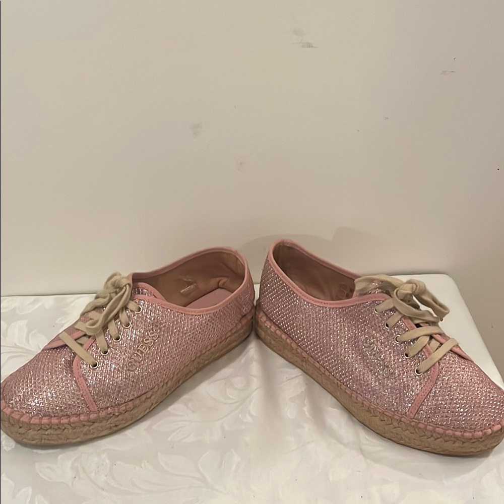 Guess Pink Espadrille Shoes with Sparkly Finish